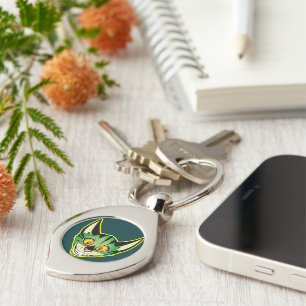 Fluorescent Cartoon Cat Metal Keychain