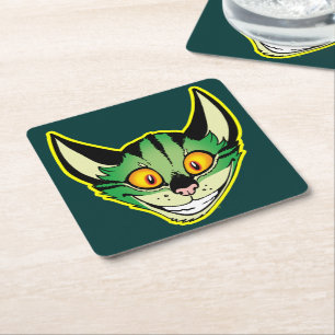 Fluorescent Cartoon Cat Paper Coasters