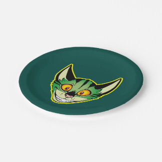 Fluorescent Cartoon Cat Paper Plates