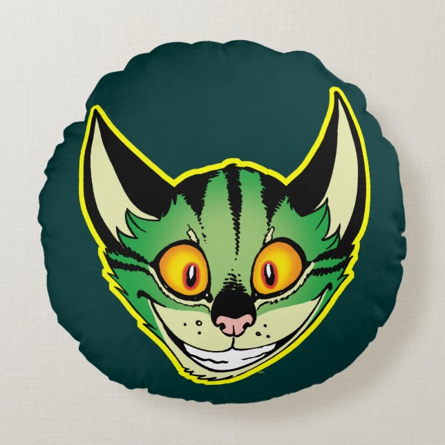 Fluorescent Cartoon Cat Round Pillow (Front)