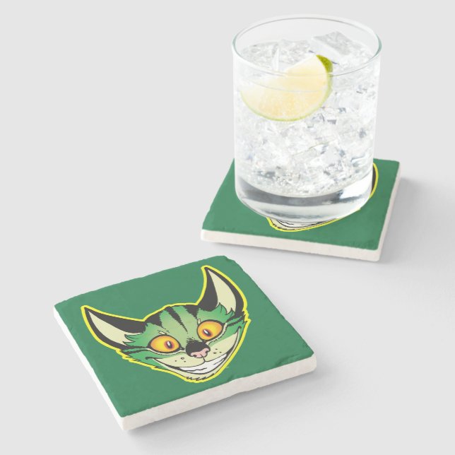 Fluorescent Cartoon Cat Stone Coaster (Side)