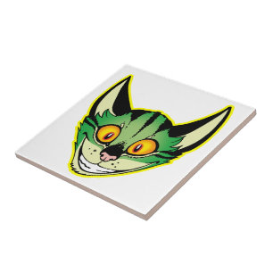 Fluorescent Cartoon Cat Tile