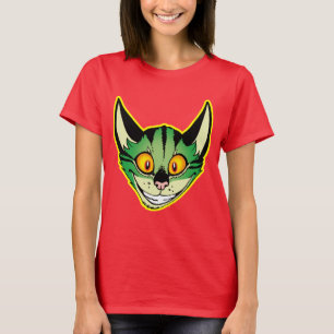 Fluorescent Cartoon Cat Women T-Shirt