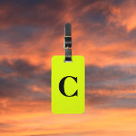Fluorescent Chartreuse Yellow Neon Monogram Name Luggage Tag<br><div class="desc">Monogrammed initial and also personal details like name,  address,  phone number and email all of which you can edit. Designed with attractive solid neon yellow colour background,  you can change the colour if you wish. Cool travel gift idea for him or her.</div>