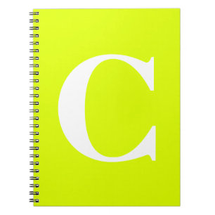 Fluorescent Chartreuse Yellow Neon Name Monogram Notebook