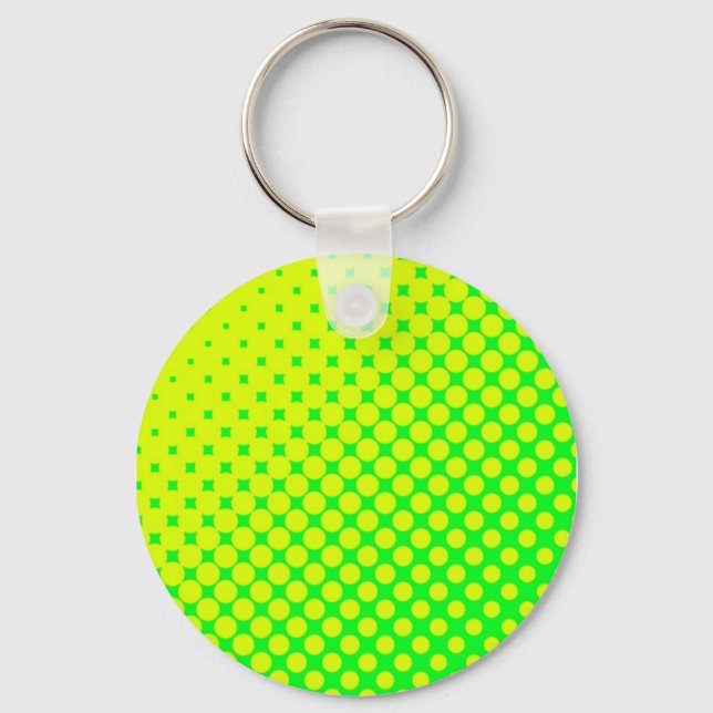 Fluorescent Eighties Retro Green & Yellow Keychain (Front)