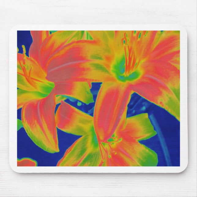 fluorescent flowers mouse mat (Front)