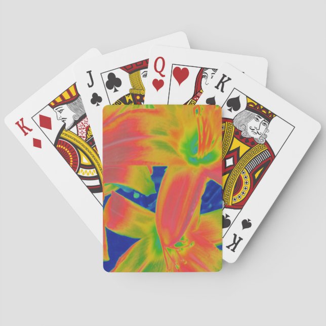 fluorescent flowers playing cards (Back)
