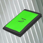 fluorescent green - add monogram trifold wallet<br><div class="desc">Trifold Wallet with a shade of green called "fluorescent green " . It features a solid colour background and a dark grey font .Simple and trendy design by Alma Wad . Add your monogram right now . ____________ This bright green is associated with the sign of Gemini in Western astrology...</div>