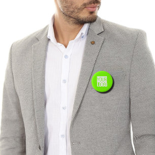 fluorescent green - add your logo 3 cm round badge