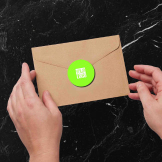 fluorescent green - add your  logo  classic round sticker