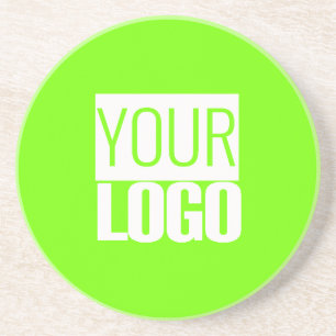 fluorescent green - add your logo coaster