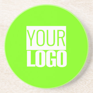 fluorescent green - add your  logo  coaster