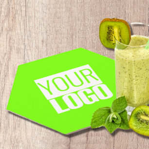 fluorescent green - add your logo paper coaster