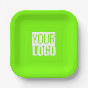 fluorescent green - add your  logo  paper plate