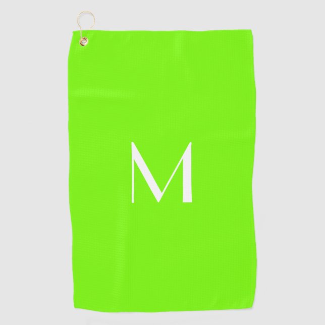 fluorescent green - bold monogram golf towel (Front)