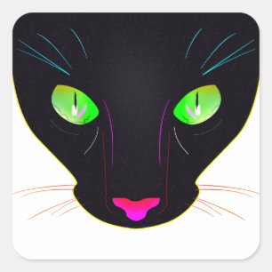 Fluorescent Green Cat Eyes Portrait Square Sticker