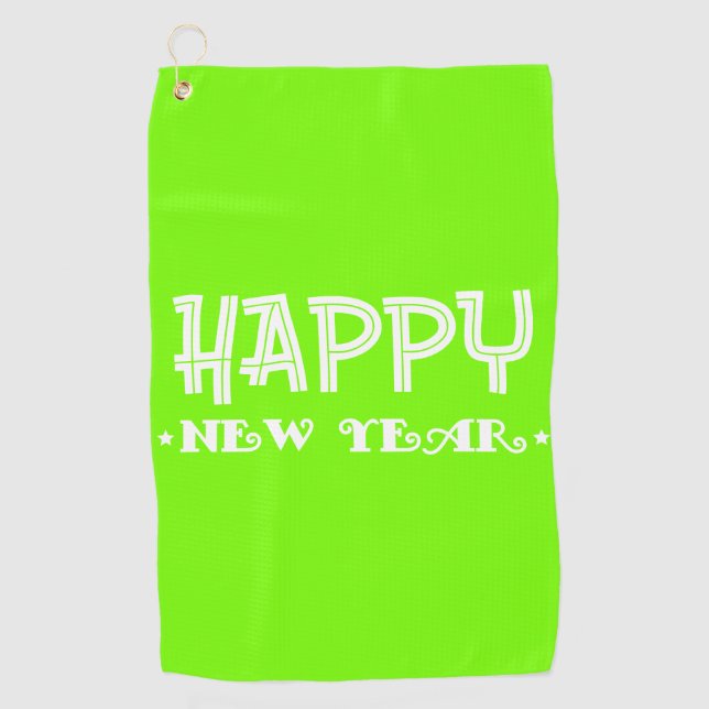 fluorescent green - Happy New Year Golf Towel (Front)