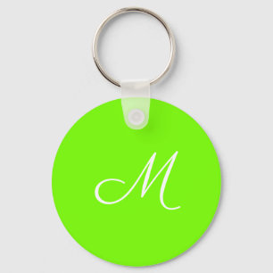 fluorescent green - monogrammed key ring
