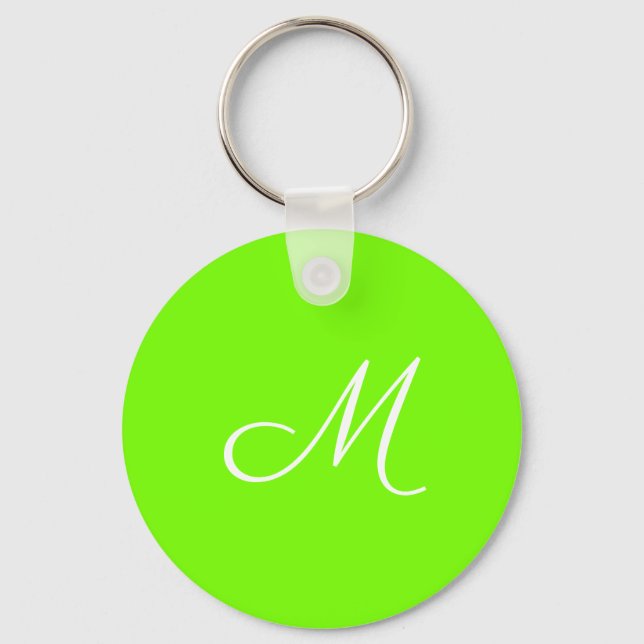 fluorescent green  -  monogrammed key ring (Front)