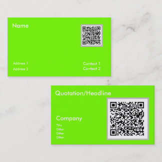 fluorescent green - QR code Business Card