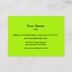 Fluorescent Green Solid Colour Business Card