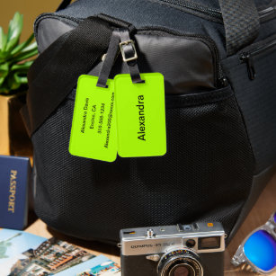 Fluorescent Green Solid Colour Luggage Tag
