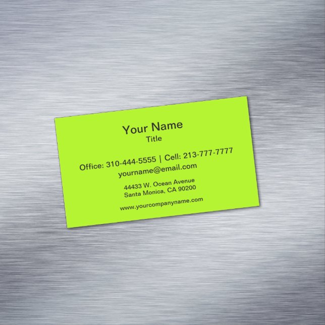 Fluorescent Green Solid Colour Magnetic Business Card (In Situ)