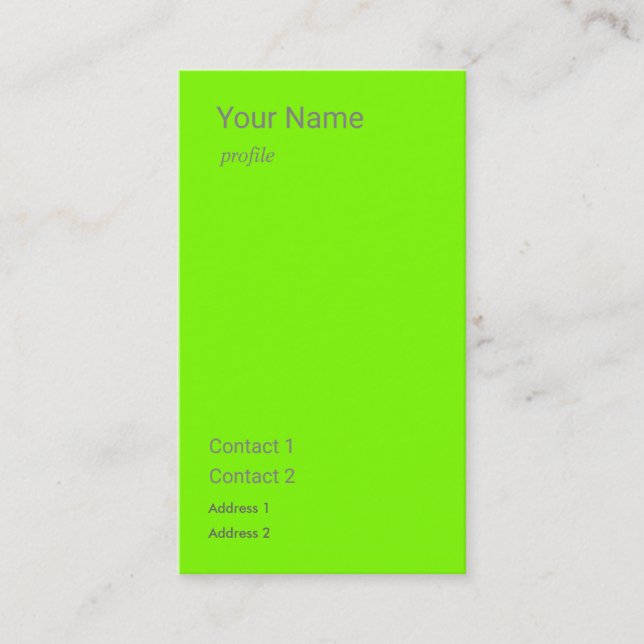 fluorescent green vertical business card (Front)