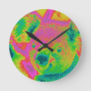 fluorescent koala bears round clock