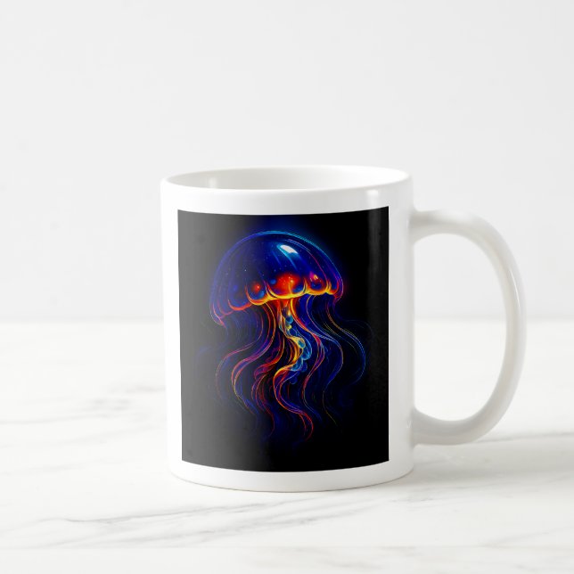 Fluorescent Medusa Sea Background Coffee Mug (Right)