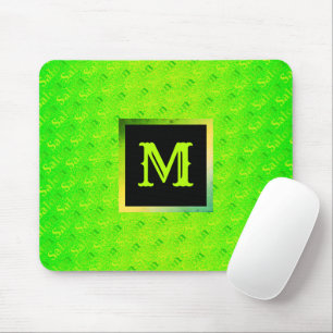 Fluorescent Neon Elegant Monogrammed Mouse Mat