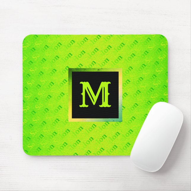 Fluorescent Neon Elegant Monogrammed Mouse Mat (With Mouse)