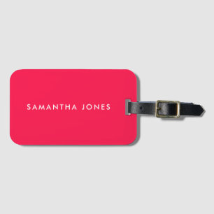Fluorescent Neon Pink Bright Minimalist Modern Luggage Tag