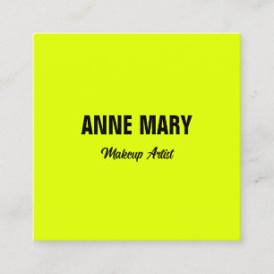 Fluorescent Neon Yellow Black Bright Colourful Square Business Card