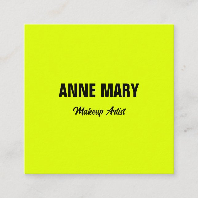 Fluorescent Neon Yellow Bright Colourful Custom Calling Card (Front)