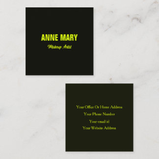 Fluorescent Neon Yellow Green Black Colourful 2026 Square Business Card