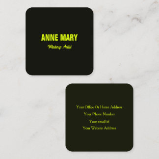 Fluorescent Neon Yellow Green Black Colourful Cool Square Business Card