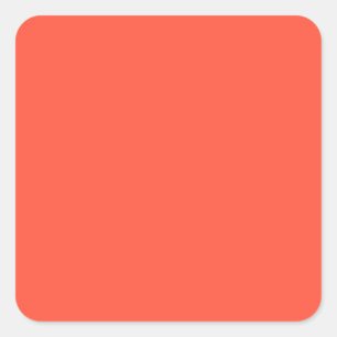 Fluorescent Orange Apricot Neon Coral Personalised Square Sticker