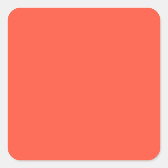 Fluorescent Orange Apricot Neon Coral Personalised Square Sticker (Front)