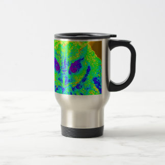 fluorescent owl travel mug