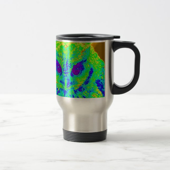 fluorescent owl travel mug (Right)