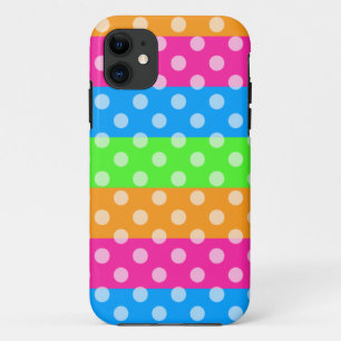 Fluorescent Rainbow with Polka Dots iPhone 11 Case