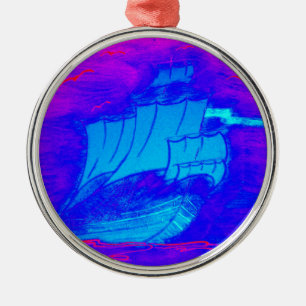 fluorescent sailboat 1 metal tree decoration