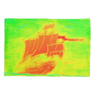 fluorescent sailboat pillowcase