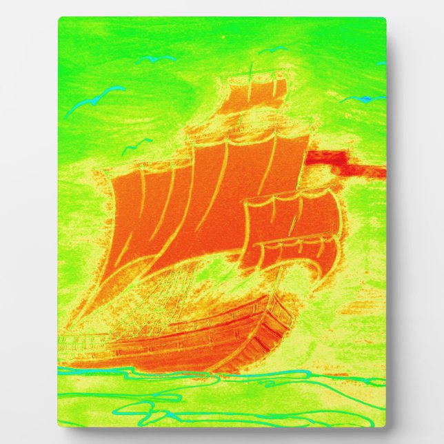 fluorescent sailboat plaque (Front)