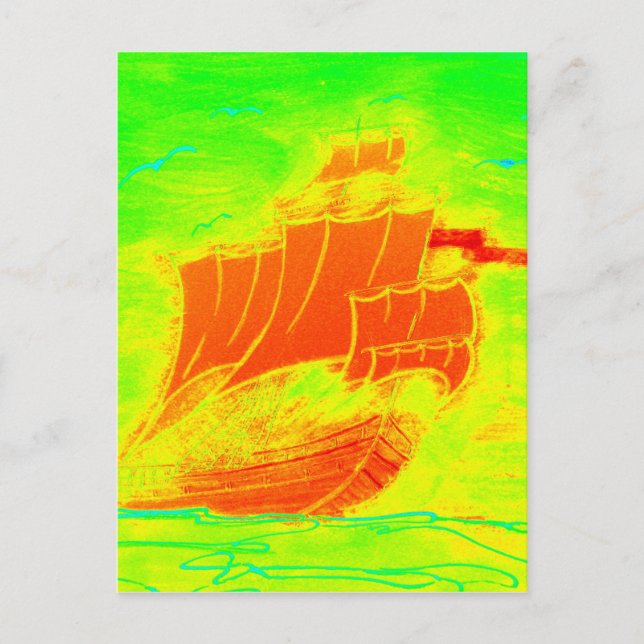 fluorescent sailboat postcard (Front)