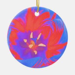 Fluorescent Tulip Custom Birthday Ceramic Tree Decoration