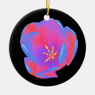 Fluorescent Tulip Custom Birthday Ceramic Tree Decoration