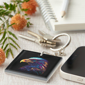 Fluorescent Vivid Radiant Eagle Artistic Key Ring